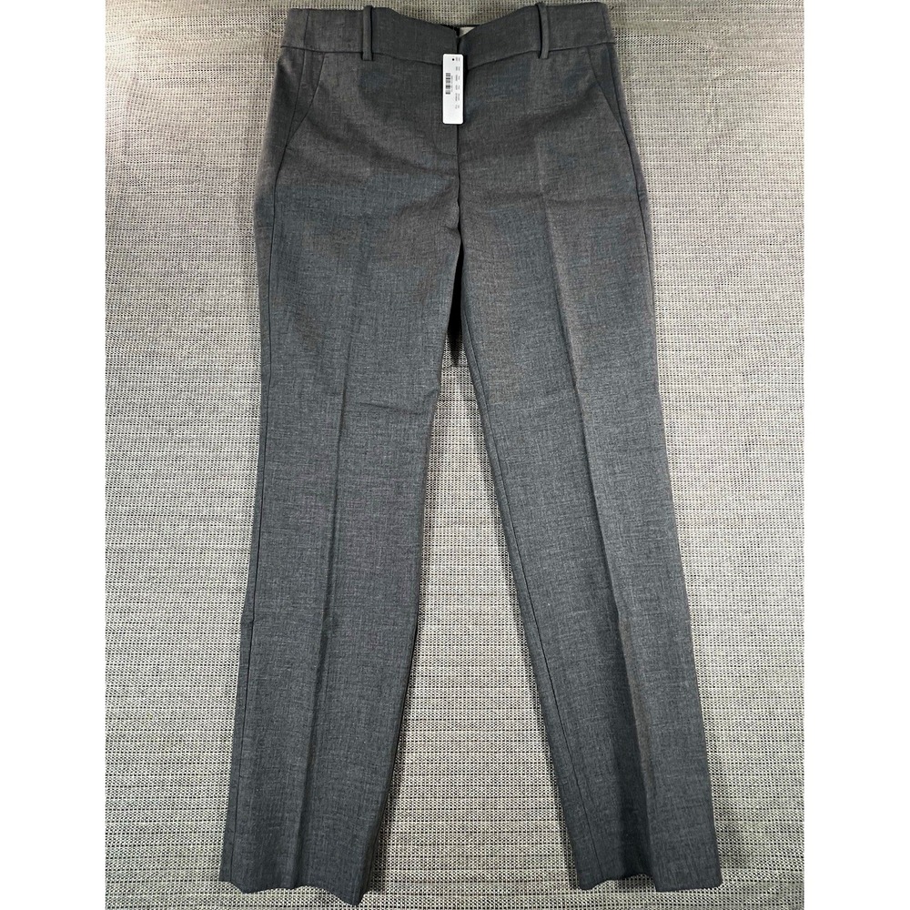 J.CREW Women's Gray Slim Mid Rise Straight Dress Pants 12 TALL